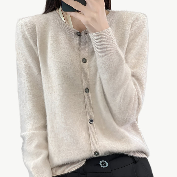 Hira - Weiche, warme Strickjacke - Mayfair ModaHellkamelS