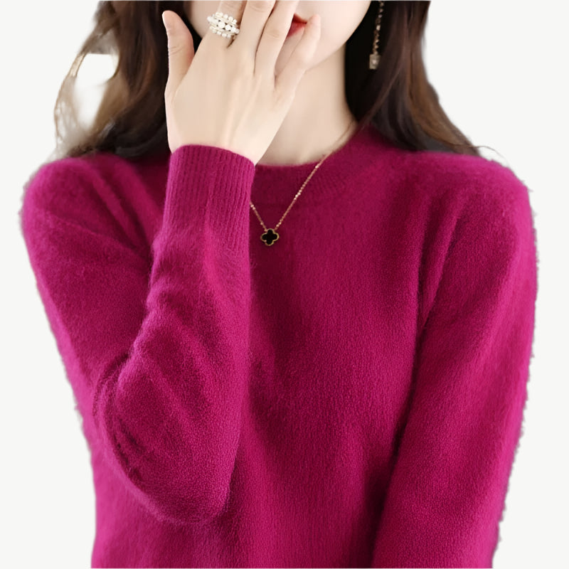 Isella – Kaschmir O - Ausschnitt Pullover - Mayfair ModaFuchsiaS