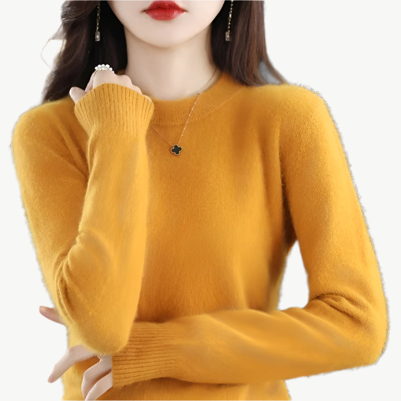 Isella – Kaschmir O - Ausschnitt Pullover - Mayfair ModaGelbS
