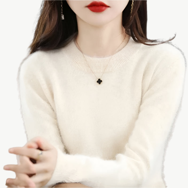 Isella – Kaschmir O - Ausschnitt Pullover - Mayfair ModaHellbeigeS