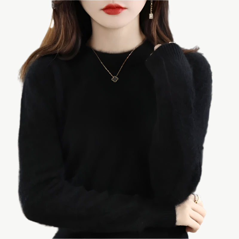 Isella – Kaschmir O - Ausschnitt Pullover - Mayfair ModaSchwarzS