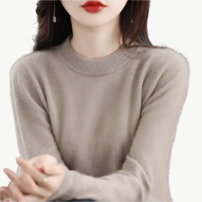 Isella – Kaschmir O - Ausschnitt Pullover - Mayfair ModaWarmes TaupeS