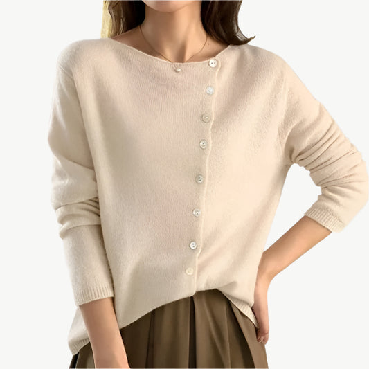 Jolie - Klassische Strickjacke mit Knöpfen - Mayfair ModaBeigeXS