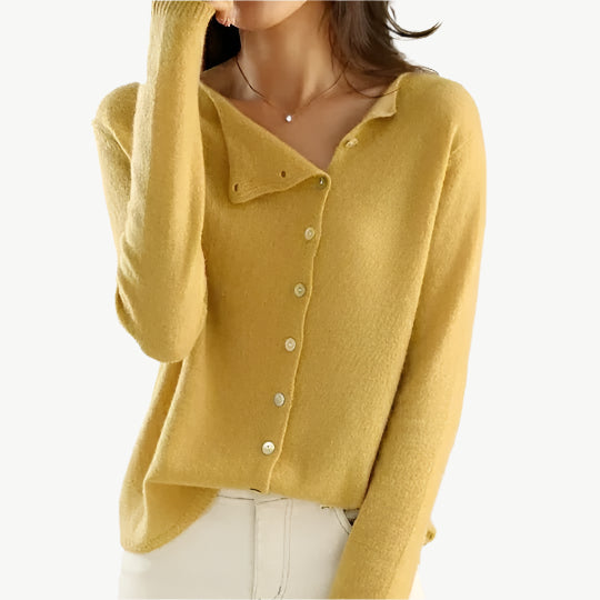 Jolie - Klassische Strickjacke mit Knöpfen - Mayfair ModaGelbXS