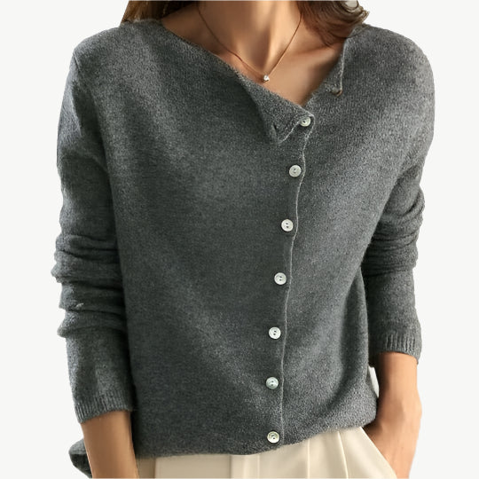 Jolie - Klassische Strickjacke mit Knöpfen - Mayfair ModaGrauXS