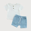 Jungen Musselin Shorts und Hemd Set aus Bio - Baumwolle, atmungsaktiv & hypoallergen für warme Tage - Mayfair ModaWeiß0 - 6M