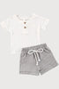 Jungen Musselin Shorts und Hemd Set aus Bio - Baumwolle, atmungsaktiv & hypoallergen für warme Tage - Mayfair ModaWeiß0 - 6M