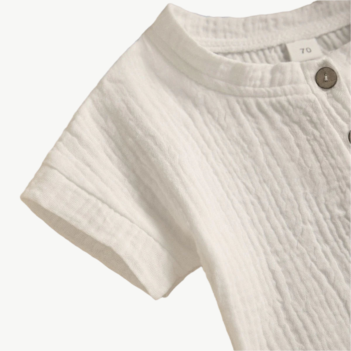 Jungen Musselin Shorts und Hemd Set aus Bio - Baumwolle, atmungsaktiv & hypoallergen für warme Tage - Mayfair ModaWeiß0 - 6M
