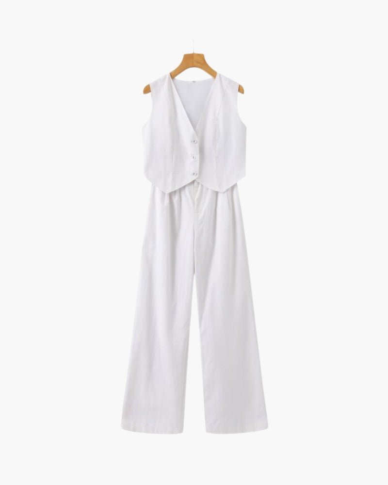 Leinen Zweiteiliges Set In Pastell - Mayfair ModaSchwarzS