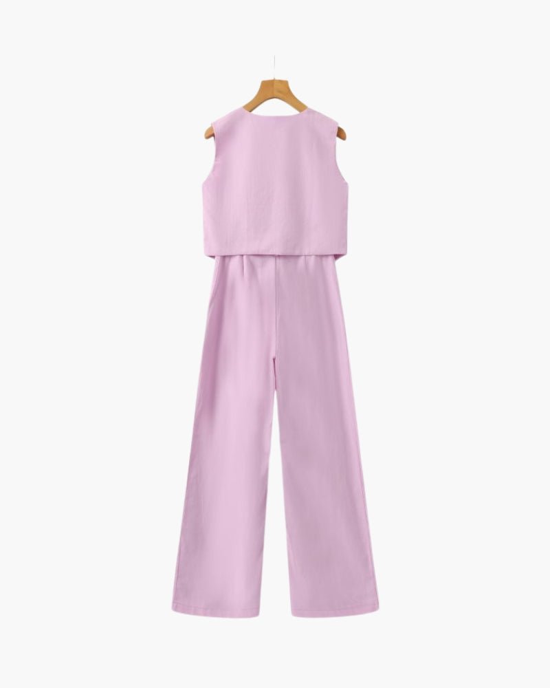 Leinen Zweiteiliges Set In Pastell - Mayfair ModaSchwarzS