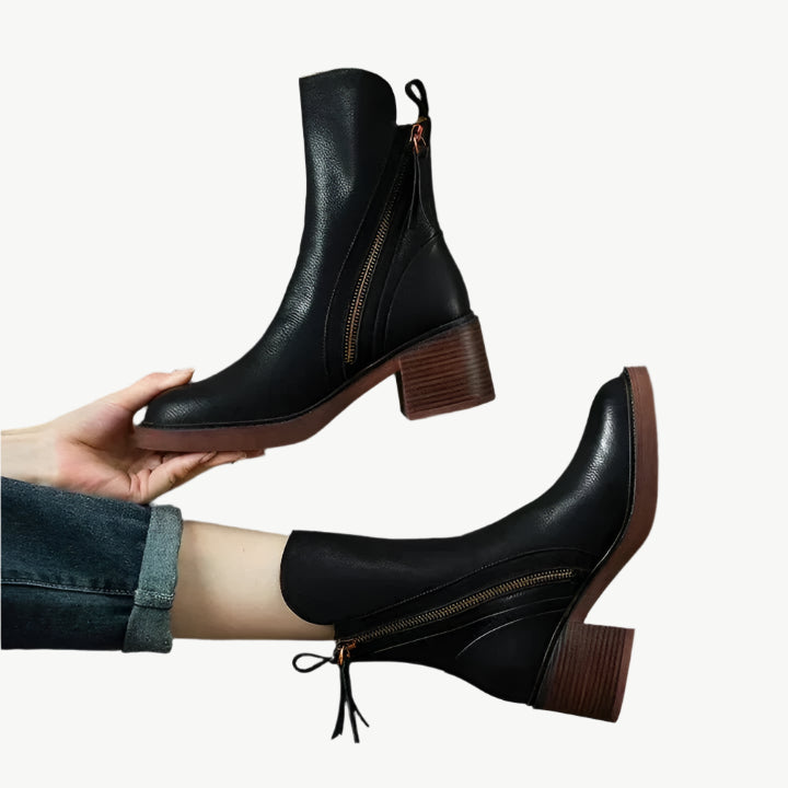 Lilith - Elegante Lederstiefeletten - Mayfair ModaSchwarz35