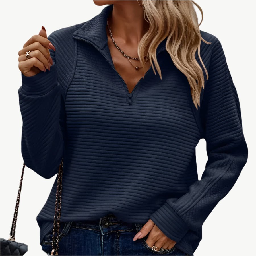 Lona - Schickes und kuscheliges Sweatshirt mit halbem Reißverschluss - Mayfair ModaBlauS