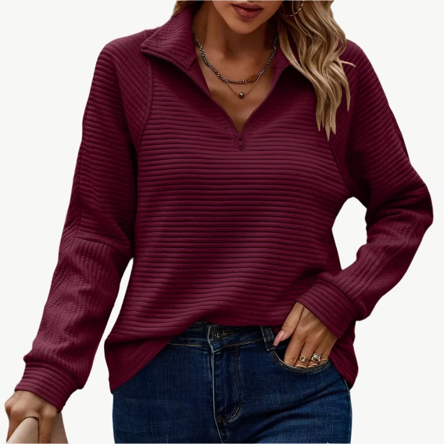 Lona - Schickes und kuscheliges Sweatshirt mit halbem Reißverschluss - Mayfair ModaRotS