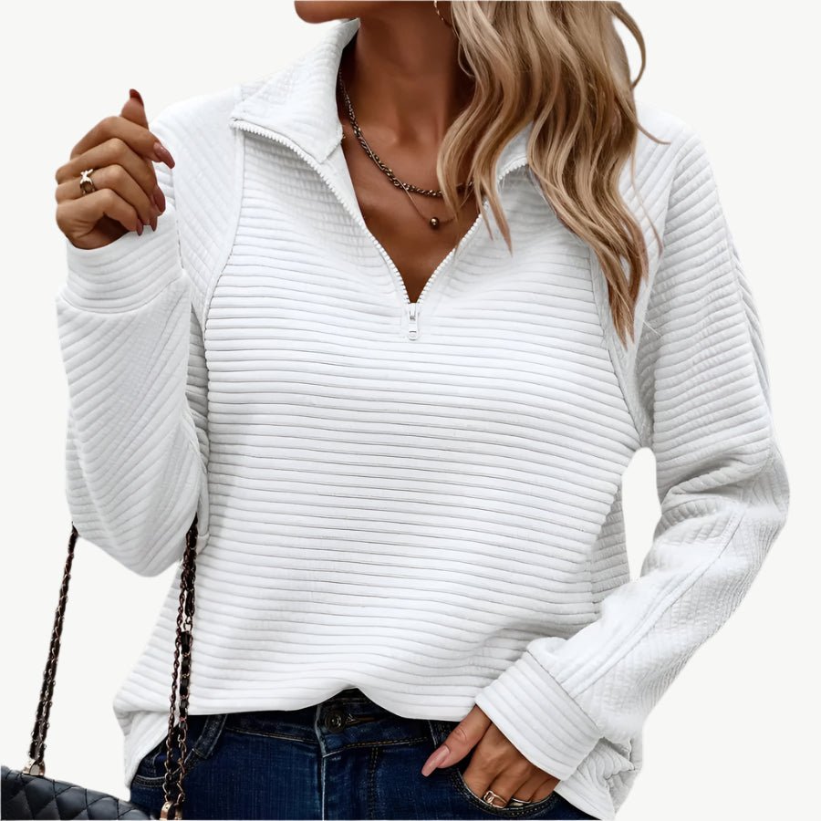 Lona - Schickes und kuscheliges Sweatshirt mit halbem Reißverschluss - Mayfair ModaWeißS