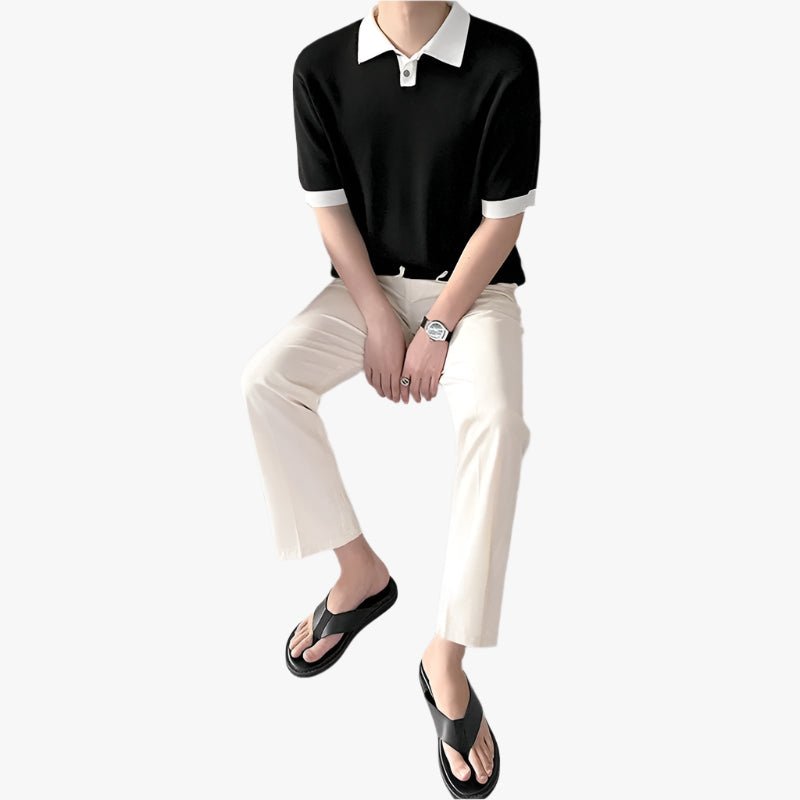 MEN'S LOOSE SLEEVE POLO - Mayfair ModaSchwarzM