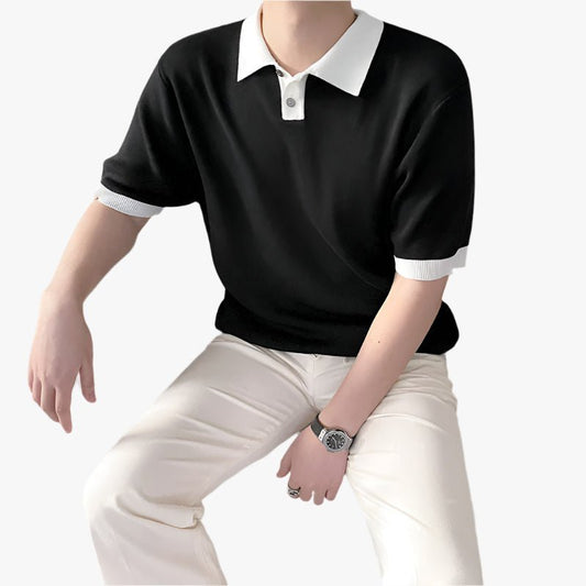 MEN'S LOOSE SLEEVE POLO - Mayfair ModaSchwarzM
