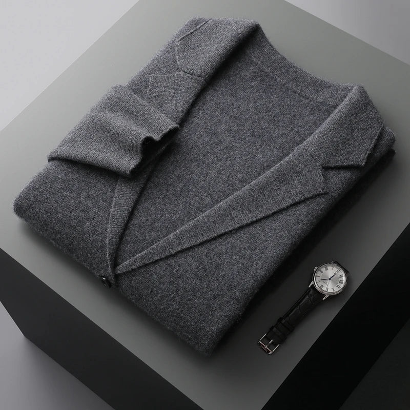 Merino Woll - Strickjacke Pullover - Mayfair ModaDunkelgrauS