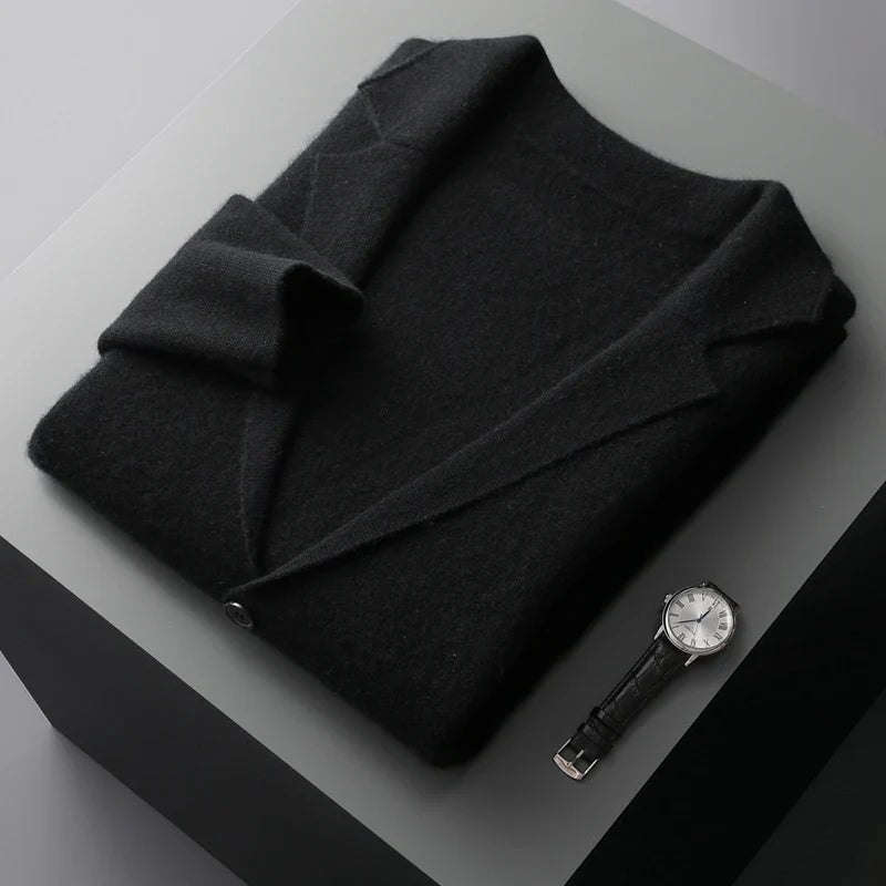 Merino Woll - Strickjacke Pullover - Mayfair ModaSchwarzS