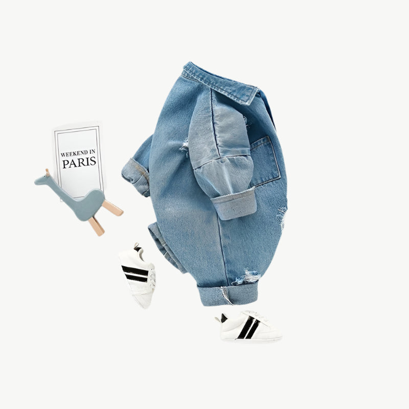 Nachhaltiger Baumwoll - Jumpsuit für Kinder, Atmungsaktiv & Hypoallergen - Mayfair ModaBlau3M