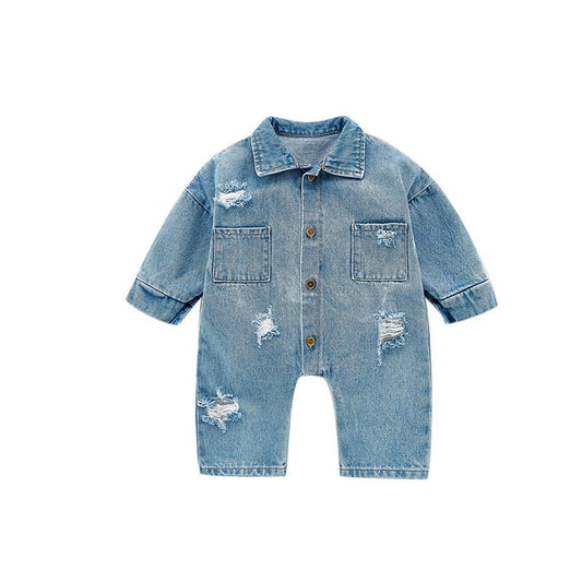 Nachhaltiger Baumwoll - Jumpsuit für Kinder, Atmungsaktiv & Hypoallergen - Mayfair ModaBlau3M