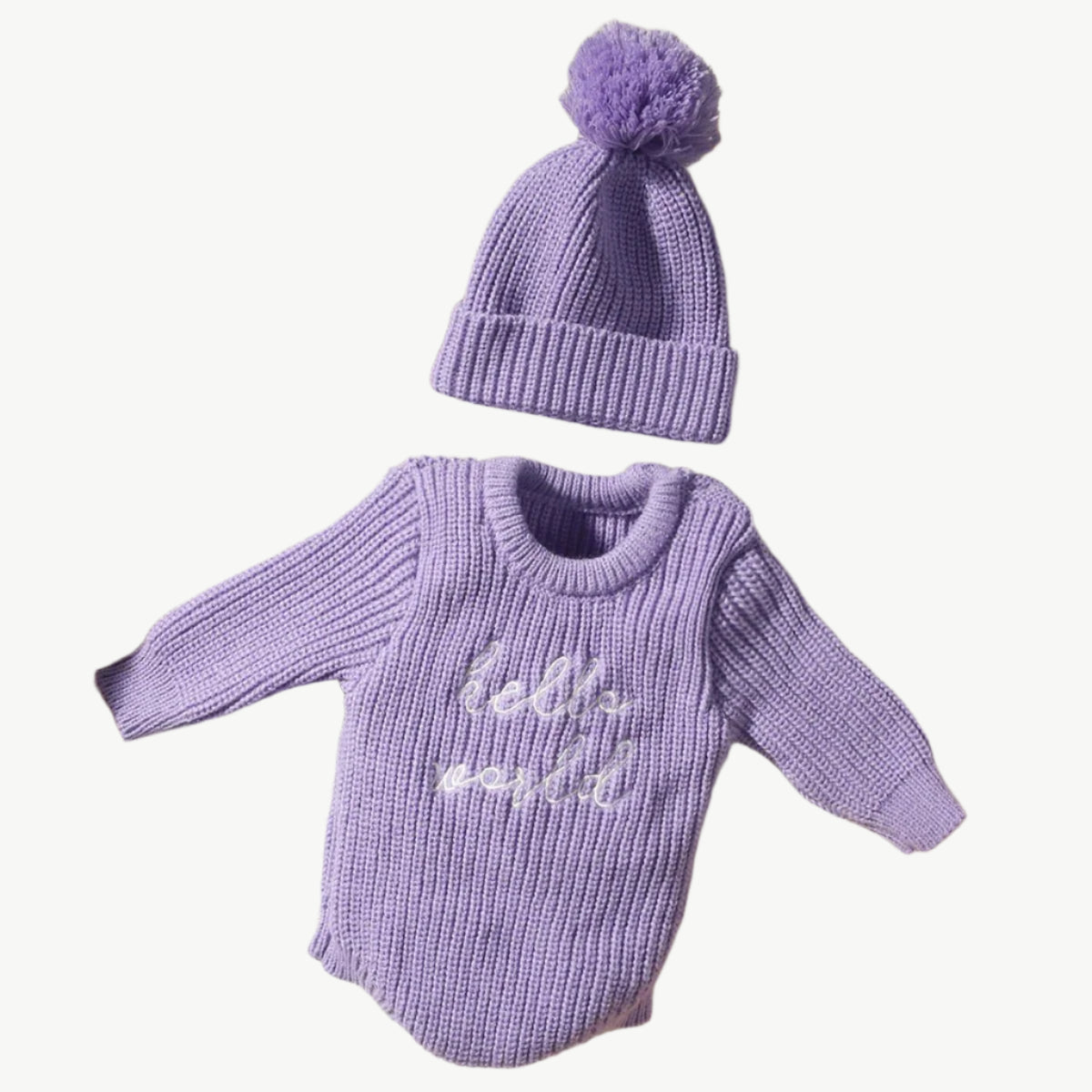 Neugeborenes Strick Bodysuit Set – Hypoallergen & Umweltfreundlich für Empfindliche Babyhaut - Mayfair ModaLila0 - 1 Monat