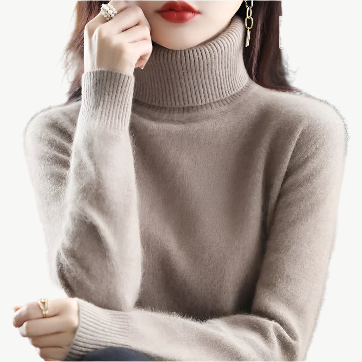 Nuvia - Warmer hoher Halsausschnitt Sweater - Mayfair ModaCamelXXS
