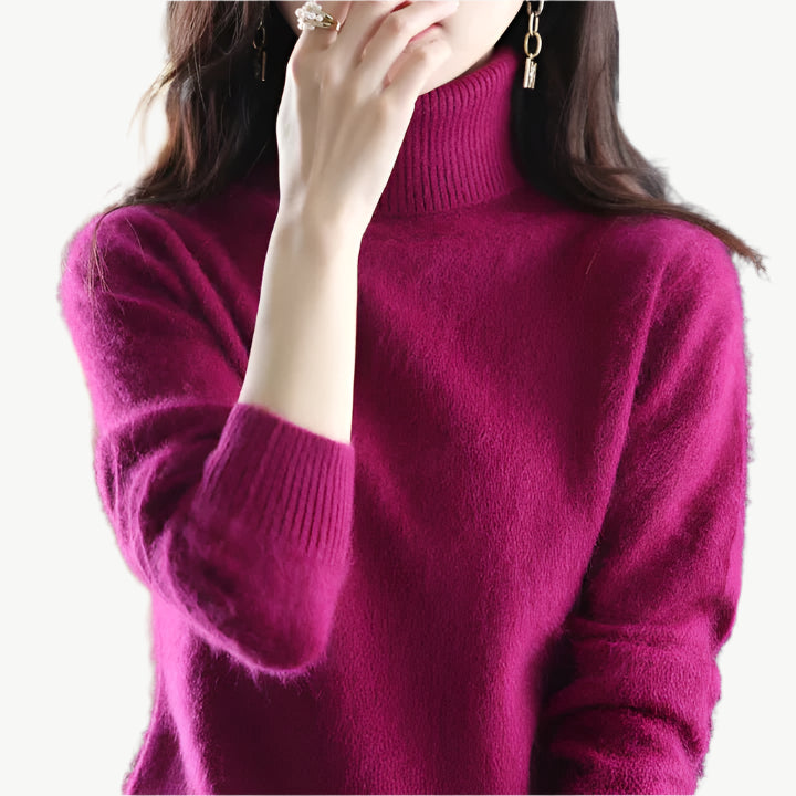 Nuvia - Warmer hoher Halsausschnitt Sweater - Mayfair ModaFuchsiaXXS