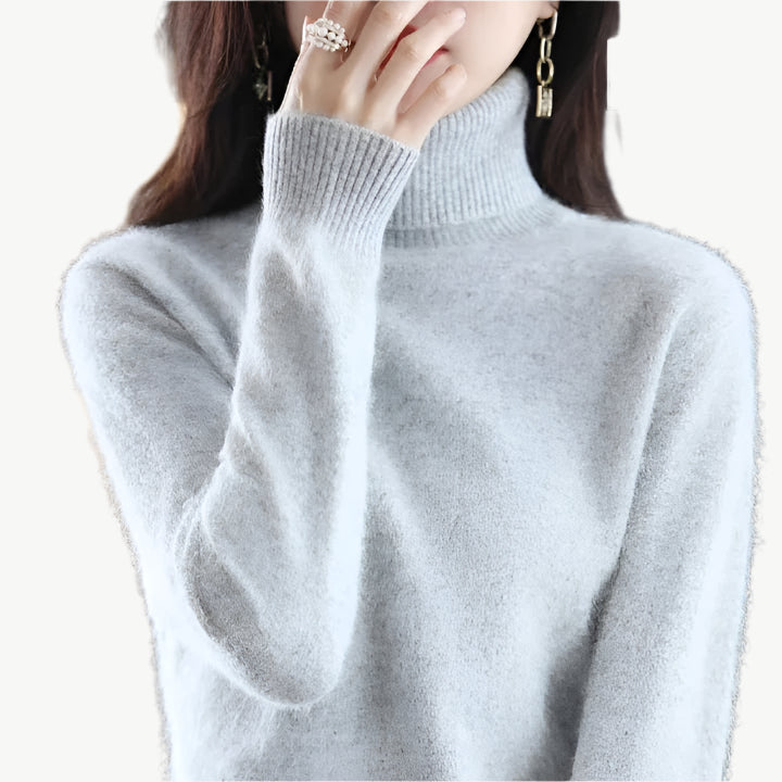 Nuvia - Warmer hoher Halsausschnitt Sweater - Mayfair ModaGrauXXS