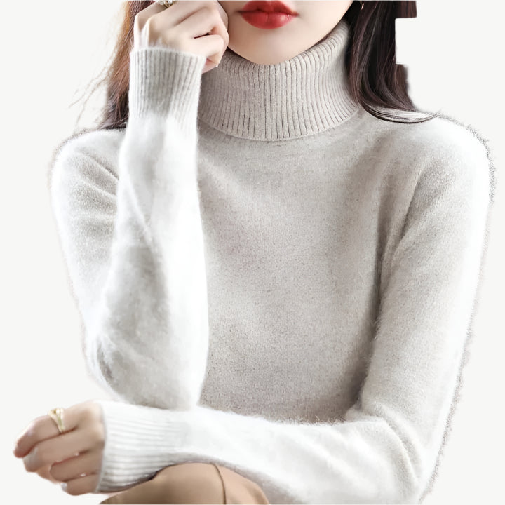 Nuvia - Warmer hoher Halsausschnitt Sweater - Mayfair ModaKhakiXXS