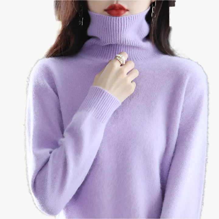 Nuvia - Warmer hoher Halsausschnitt Sweater - Mayfair ModaLavendelXXS