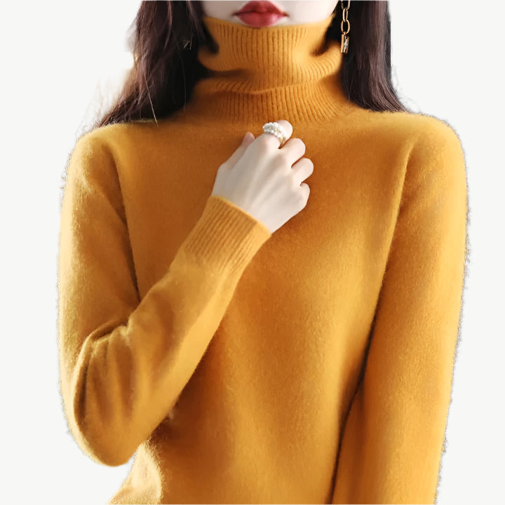 Nuvia - Warmer hoher Halsausschnitt Sweater - Mayfair ModaOrangeXXS