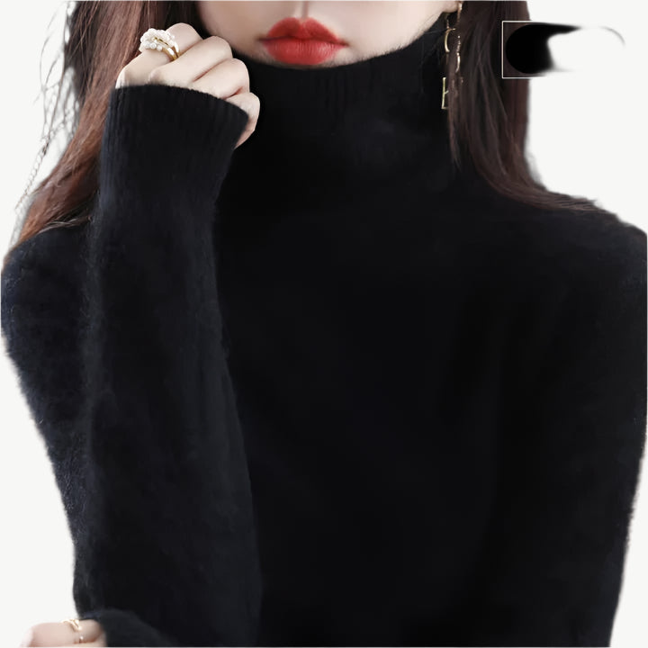 Nuvia - Warmer hoher Halsausschnitt Sweater - Mayfair ModaSchwarzXXS