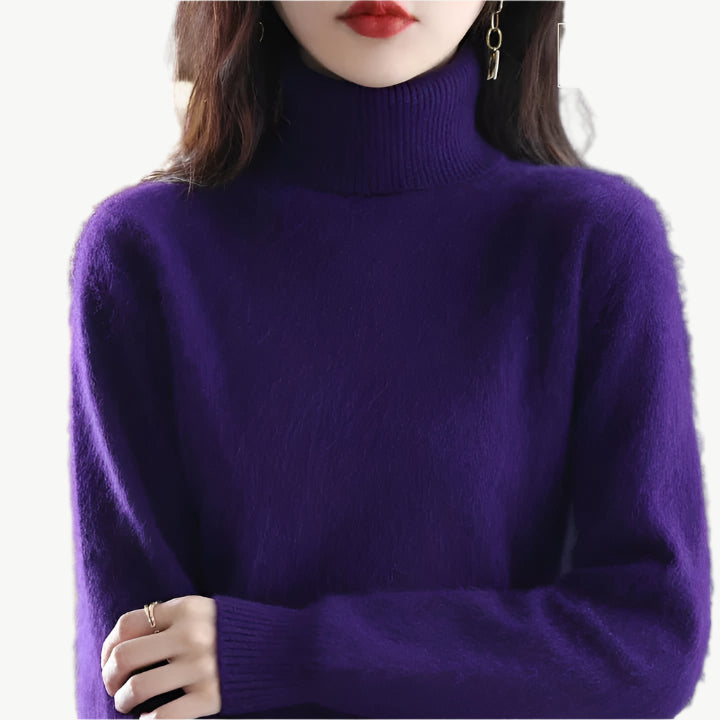 Nuvia - Warmer hoher Halsausschnitt Sweater - Mayfair ModaViolettXXS