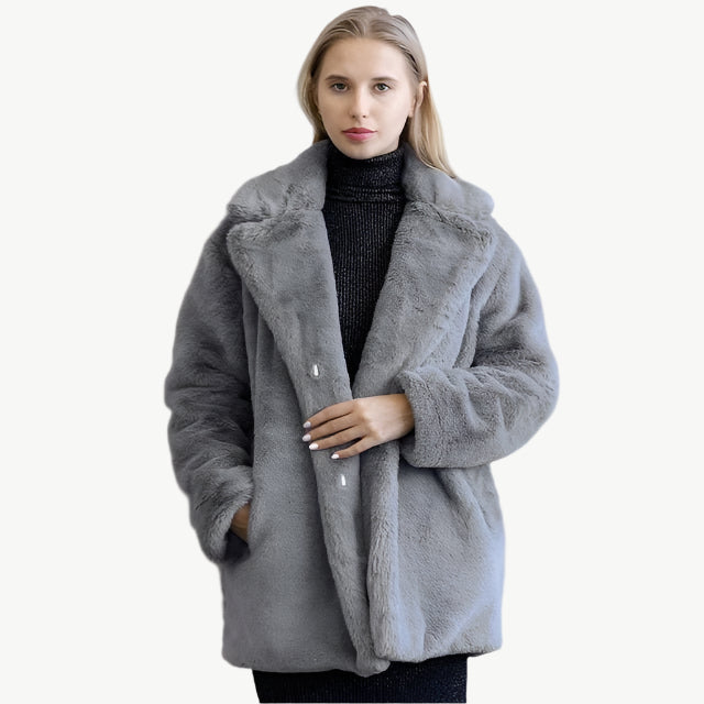 Orlusia - Luxus - Kunstpelzjacke - Mayfair ModaGrauS