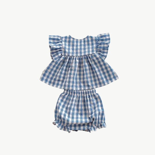 Rüschen Plaid Set – Atmungsaktiv aus 100% Bio - Baumwolle, Hypoallergen für Empfindliche Haut - Mayfair ModaRot6M