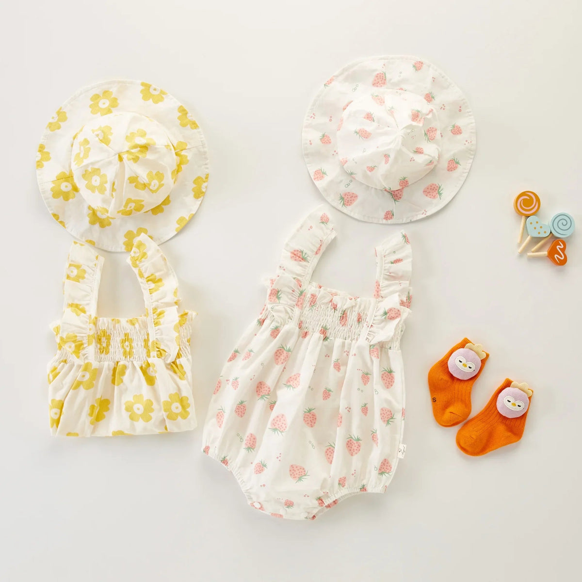 Rüschenspringer Strampler für Babys aus Bio - Baumwolle – Hypoallergen & Atmungsaktiv - Mayfair ModaGelb3M