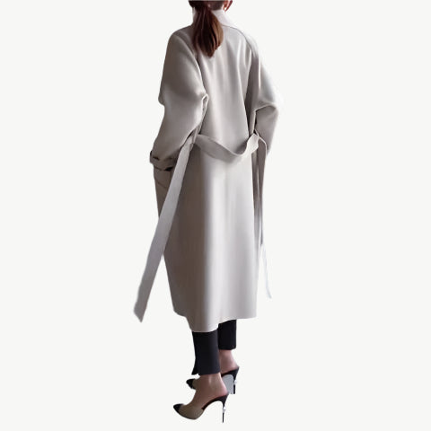 Selara - Lange Wollmantel - Mayfair ModaBeigeS