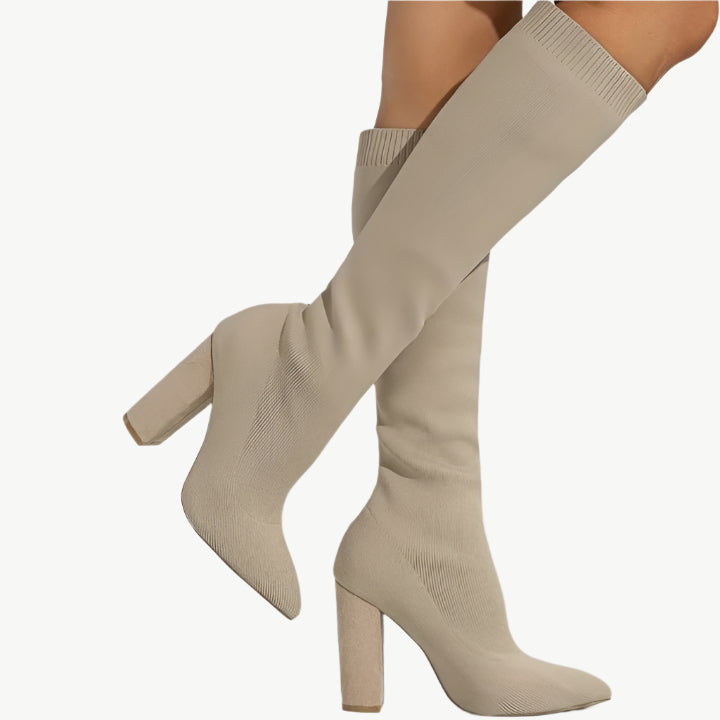 Selvia - Bequeme Sockenstiefel - Mayfair ModaWarmes Beige4.5