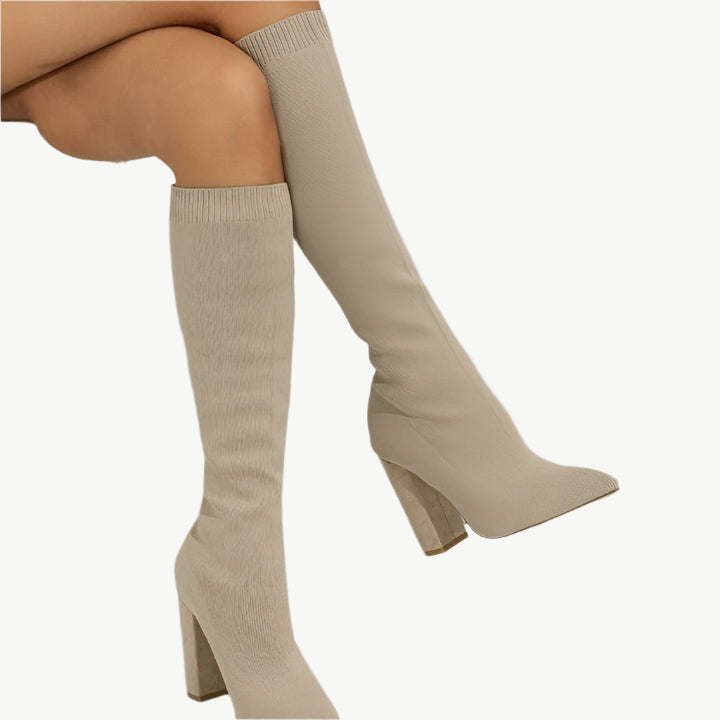 Selvia - Bequeme Sockenstiefel - Mayfair ModaWarmes Beige4.5