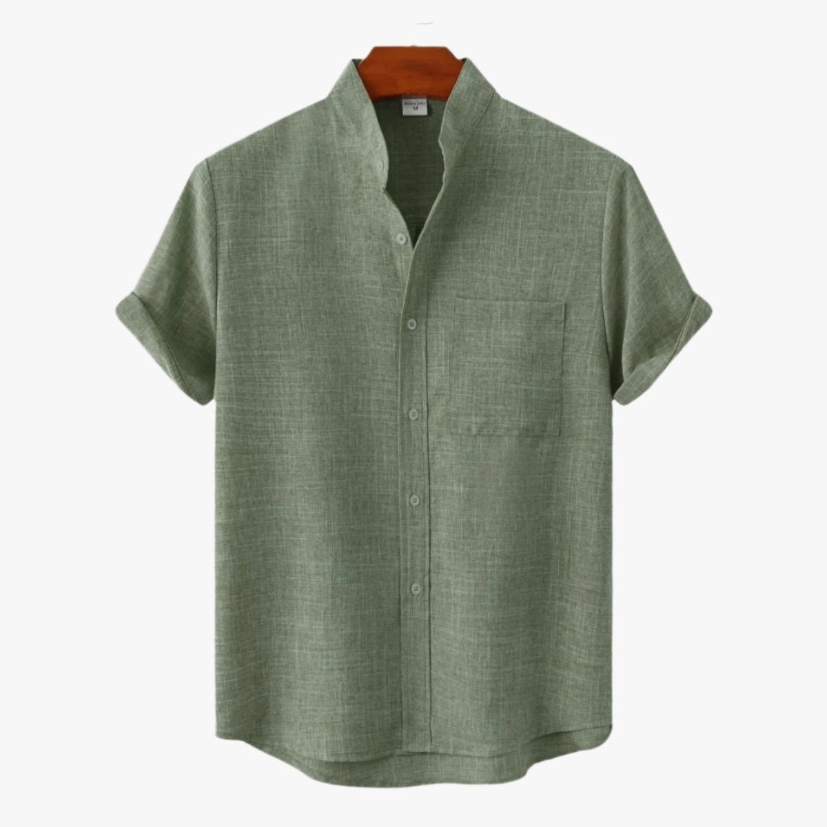SOLID COLOR COTTON BUTTON UP - Mayfair ModaGrünM