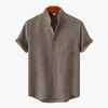 SOLID COLOR COTTON BUTTON UP - Mayfair ModaKhakiM