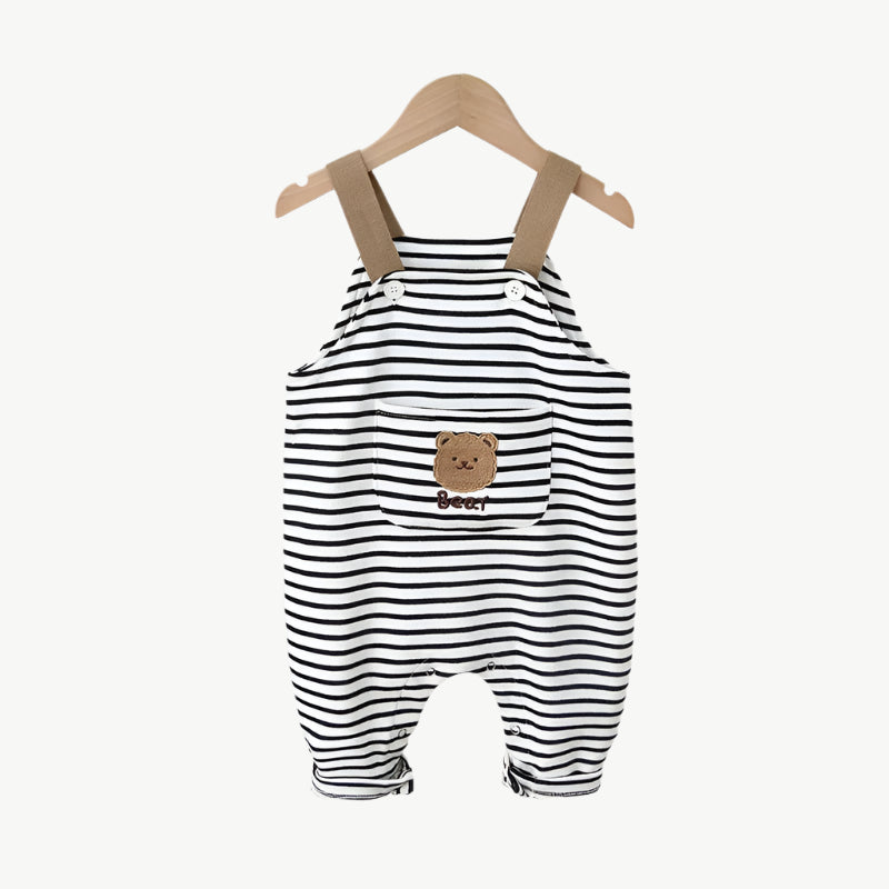 Streifen Teddybären Overall aus Bio - Baumwolle für Babys – Atmungsaktiv und Hypoallergen - Mayfair ModaGestreift6 - 9M