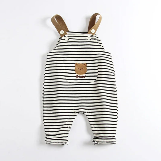 Streifen Teddybären Overall aus Bio - Baumwolle für Babys – Atmungsaktiv und Hypoallergen - Mayfair ModaGestreift6 - 9M