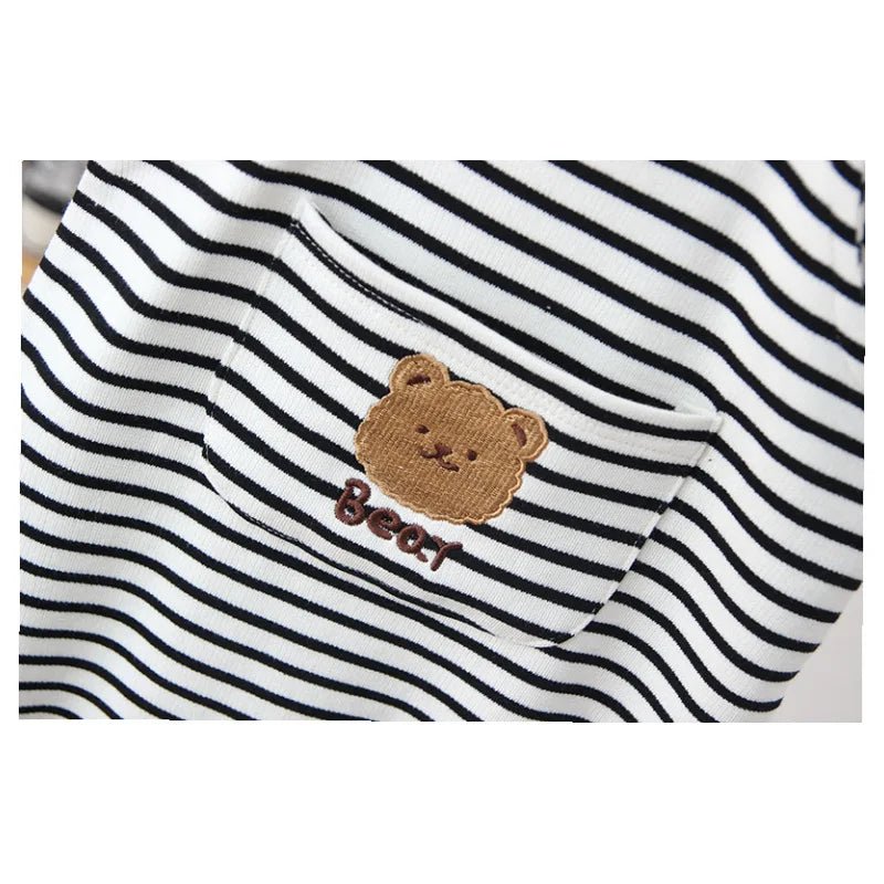Streifen Teddybären Overall aus Bio - Baumwolle für Babys – Atmungsaktiv und Hypoallergen - Mayfair ModaGestreift6 - 9M