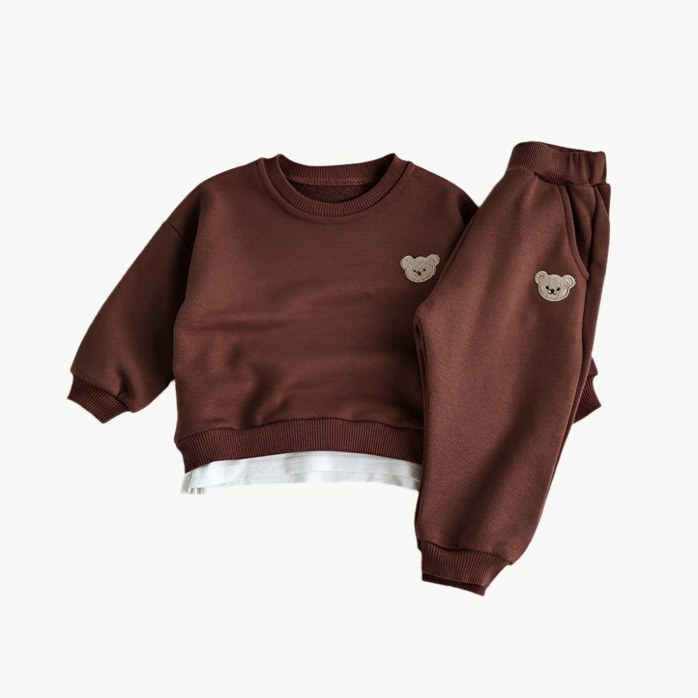 Teddybär - Jogger - Set aus Bio - Baumwolle – Hypoallergen & Atmungsaktiv für Empfindliche Haut - Mayfair ModaBraun6 - 12M