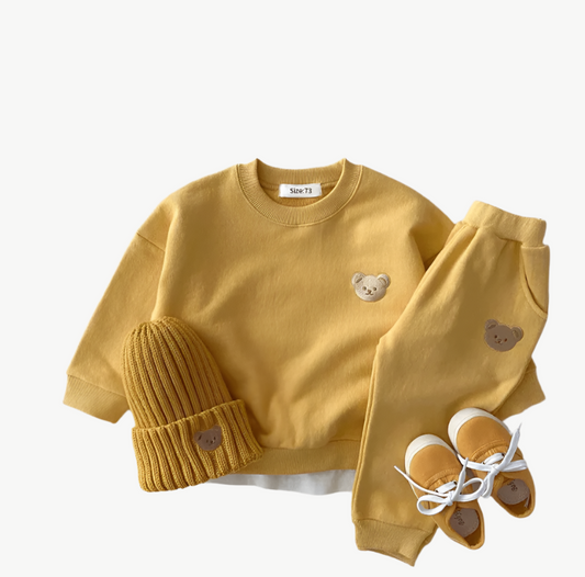 Teddybär - Jogger - Set aus Bio - Baumwolle – Hypoallergen & Atmungsaktiv für Empfindliche Haut - Mayfair ModaGelb6 - 12M