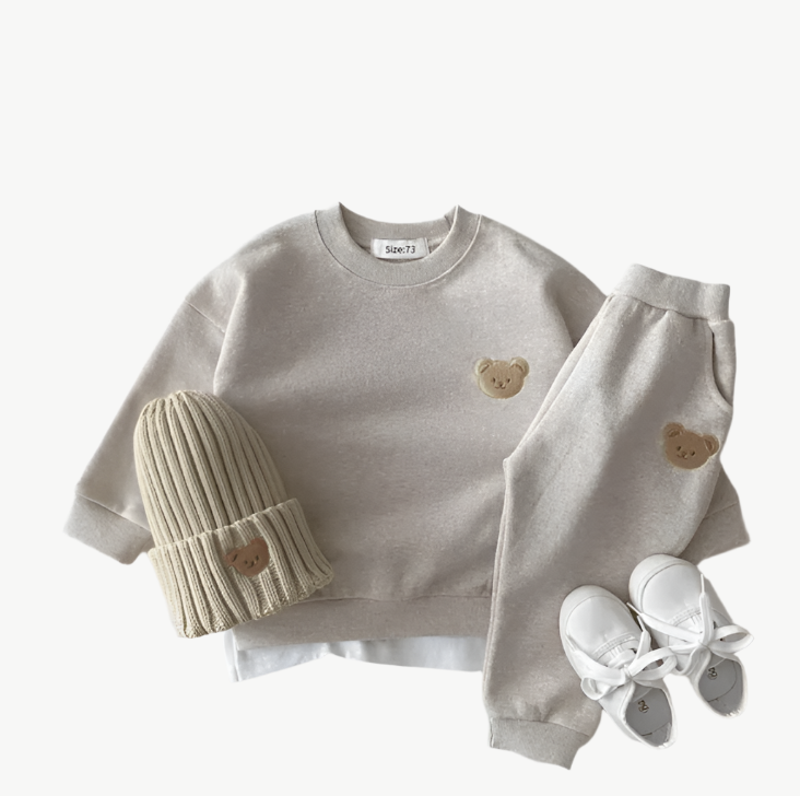 Teddybär - Jogger - Set aus Bio - Baumwolle – Hypoallergen & Atmungsaktiv für Empfindliche Haut - Mayfair ModaGrau6 - 12M