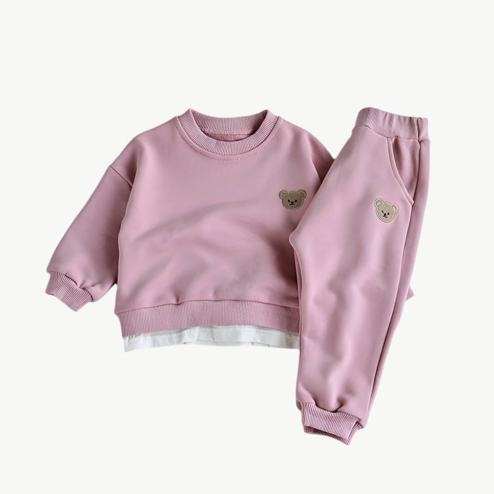 Teddybär - Jogger - Set aus Bio - Baumwolle – Hypoallergen & Atmungsaktiv für Empfindliche Haut - Mayfair ModaRosa6 - 12M