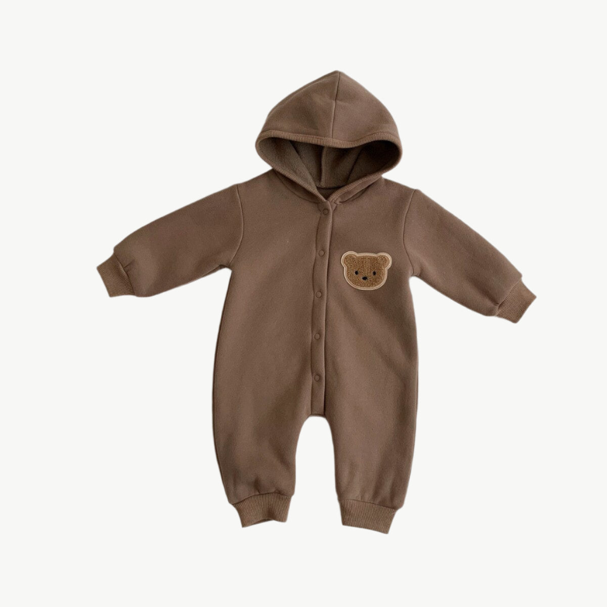 Teddybären Hoodie - Jumpsuit aus Bio - Baumwolle für Kinder – Bequem & Atmungsaktiv - Mayfair ModaBraun0 - 3M