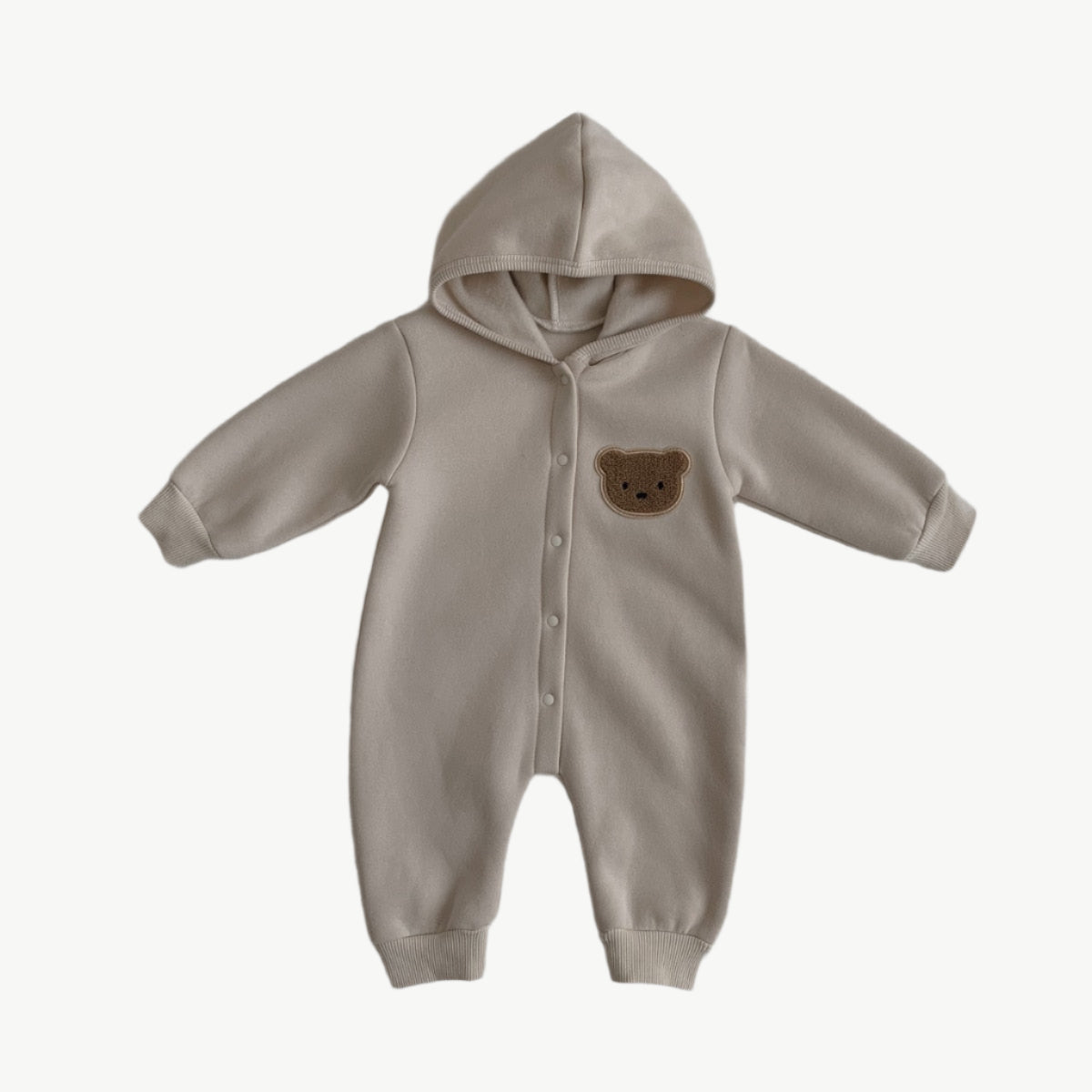 Teddybären Hoodie - Jumpsuit aus Bio - Baumwolle für Kinder – Bequem & Atmungsaktiv - Mayfair ModaBraun0 - 3M